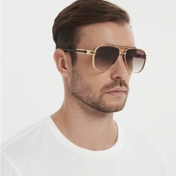 DITA Gold Aviator Sunglasses with Gradient Lenses